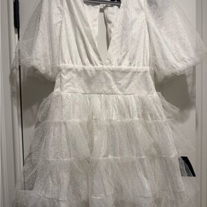 Lulu's White Dress with Ruffle Detail